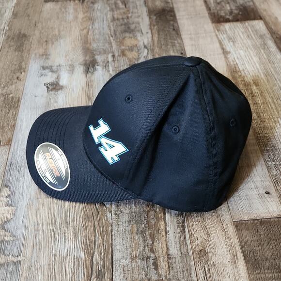 Mens Black Yellow #14 Flexfit Hat Cap L/XL Chase Briscoe Clint Bowyer Aston F1 - Picture 3 of 11